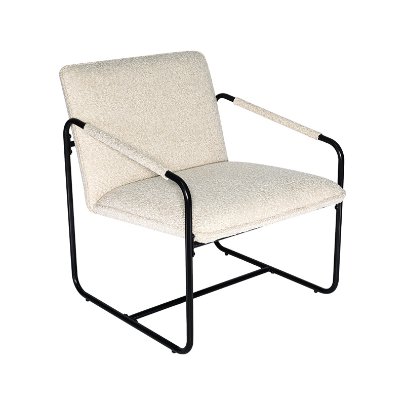 BOUCLE ELLER CORDUROY FAURTY STEEL Office Lounge Stol/Accent Chair/Arm Stol klädda säte och tillbaka